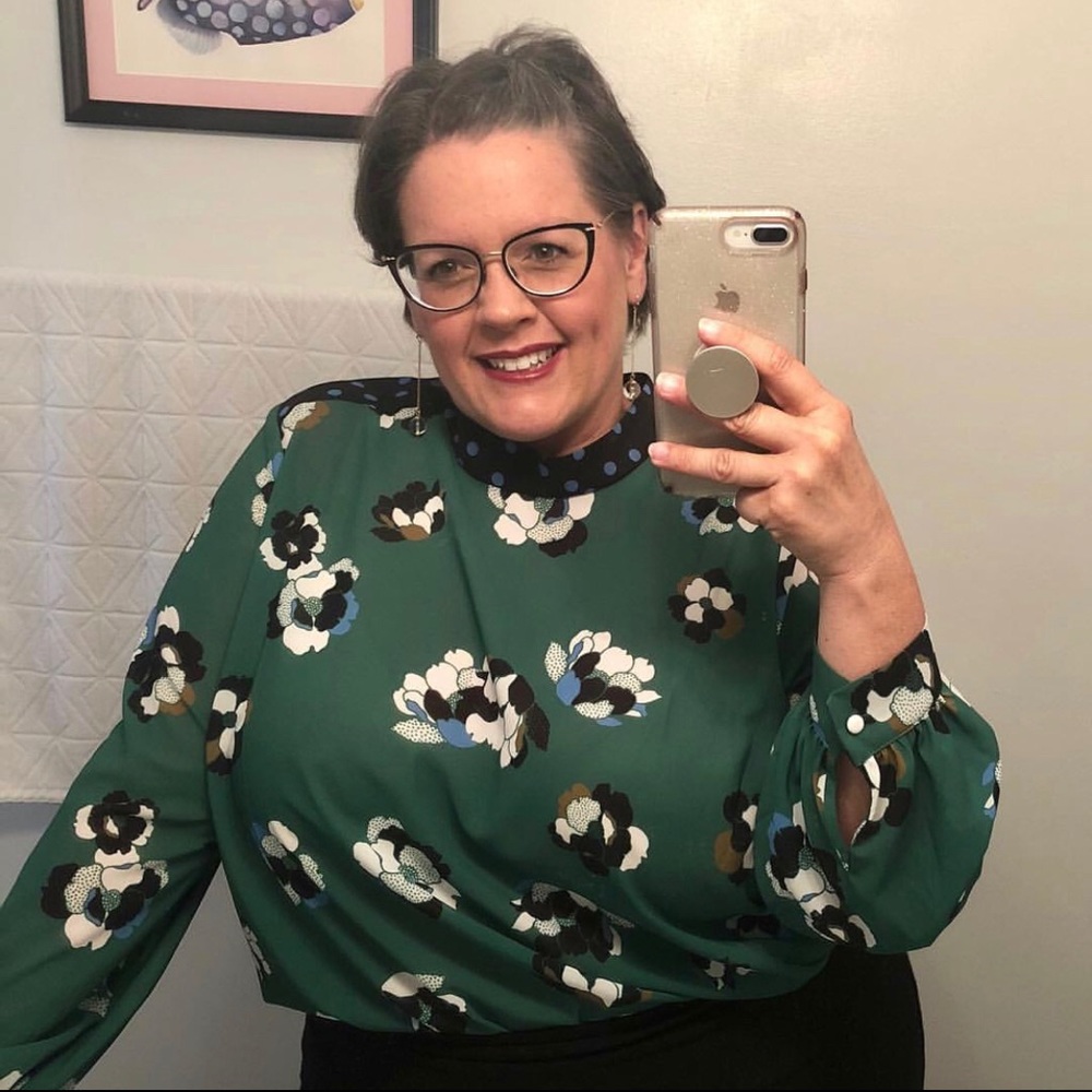 Eloquii Semi-Sheer Mixed Print Blouse. Size 20